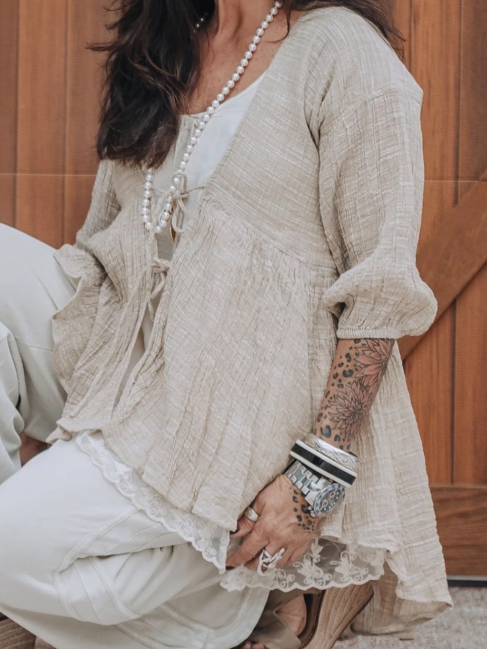 Elegant Beige Women's Top